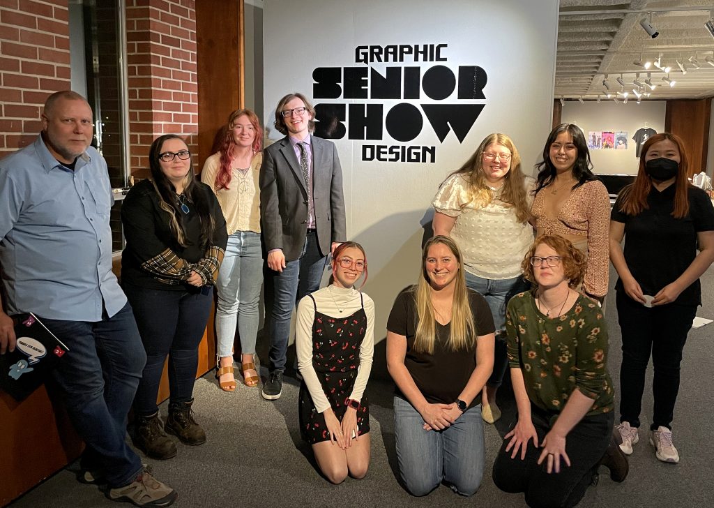 Group photo of an Emporia State University graphic design class